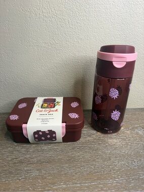 New Target Cat & Jack Strawberry Snack Container & plastic Water Bottle